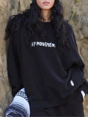 Free People All Star Embroidered Pullover - Black - NWT w/ Flaw